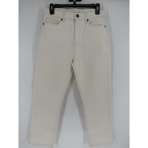 NEW Loft Jeans Women High Waist Straight Crop Off White Cotton Denim Size 4 (27)